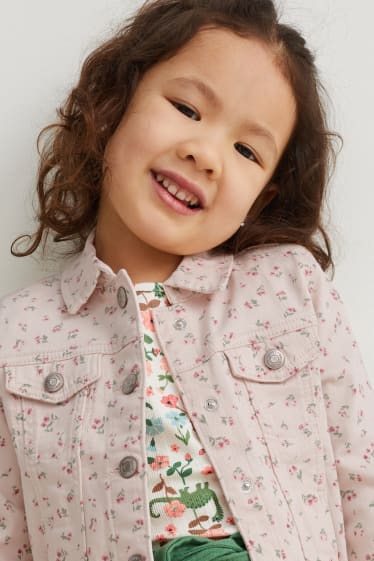 Toddler Girls - Spijkerjasje - gebloemd - roze