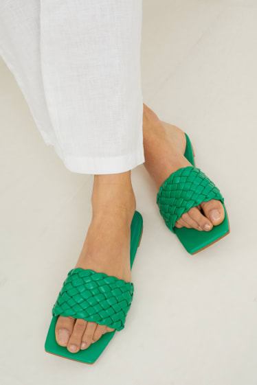 Damen - Sandaletten - Lederimitat - grün