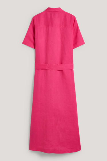 Dona - Vestit camiser de lli - fúcsia