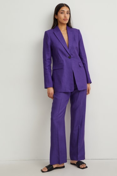 Dames - Linnen blazer - regular fit - paars
