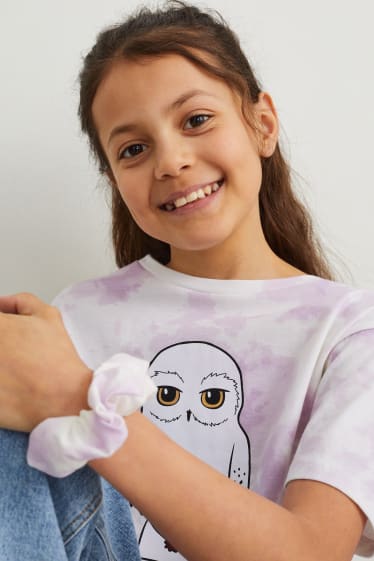 Kids Girls - Harry Potter - set - T-shirt en scrunchie - 2-delig - lichtpaars
