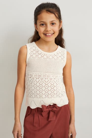 Kids Girls - Strick-Top - cremeweiß