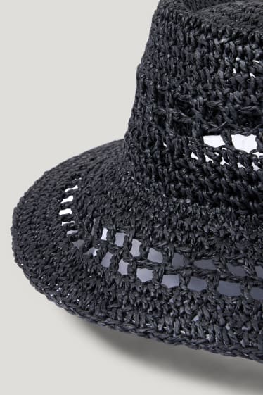 Femmes - Chapeau de paille - noir