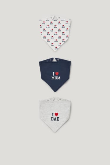 Bébé filles - Lot de 3 - bavoirs - bleu foncé