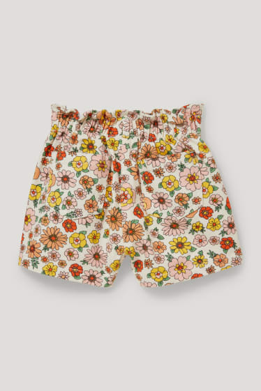 Filles - Short - à fleurs - blanc crème