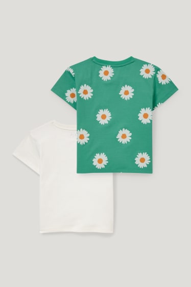 Małe dziewczynki - Wielopak, 2 szt. - koszulka z krótkim rękawem - biały / zielony