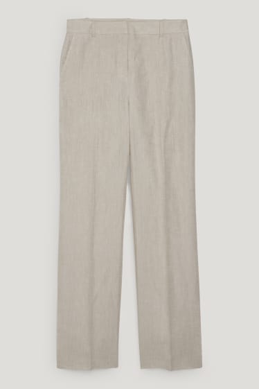Donna - Pantaloni di lino business - vita alta - straight fit - beige chiaro