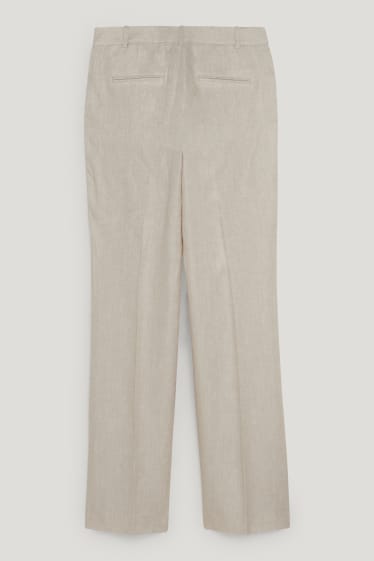 Donna - Pantaloni di lino business - vita alta - straight fit - beige chiaro