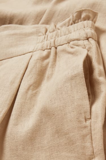 Donna - Pantaloni di stoffa - vita alta - tapered fit - misto lino - beige