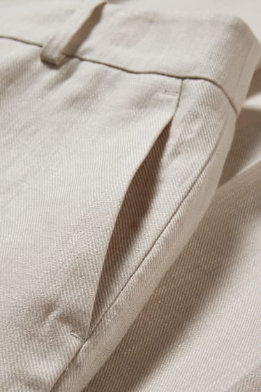 Femmes - Pantalon de lin de bureau - high waist - coupe droite - beige clair