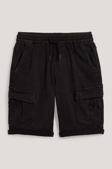Herren - Jeans-Cargoshorts - Flex Jog Denim - schwarz