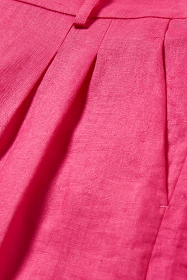 Damen - Business-Leinenshorts - High Waist - pink