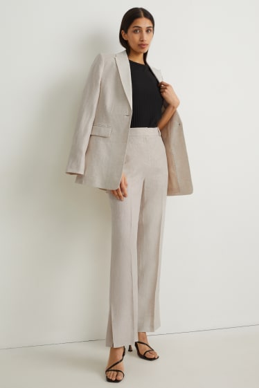 Donna - Pantaloni di lino business - vita alta - straight fit - beige chiaro
