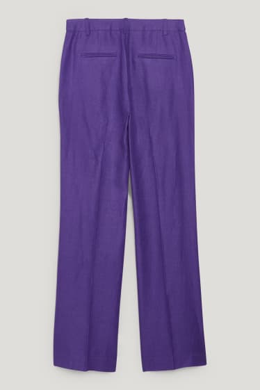 Donna - Pantaloni di lino business - vita alta - straight fit - porpora