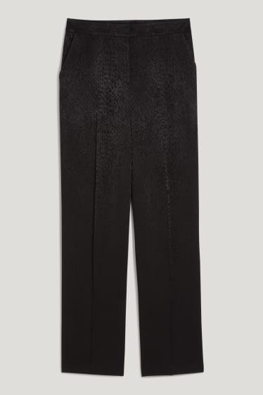 Donna - Pantaloni di stoffa - vita alta - gamba larga - nero