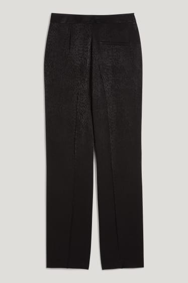 Donna - Pantaloni di stoffa - vita alta - gamba larga - nero