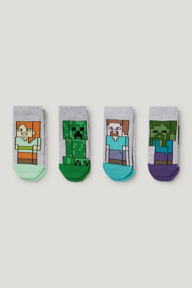 Toddler Boys - Multipack 4 perechi - Minecraft - șosete sub gleznă - gri deschis melanj