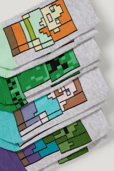 Toddler Boys - Confezione da 4 - Minecraft - calzini corti - grigio chiaro melange