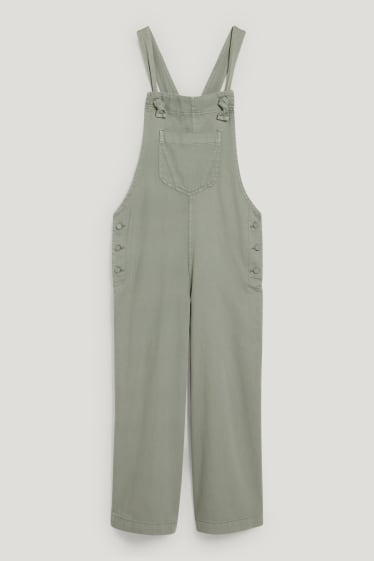Clockhouse femme - CLOCKHOUSE- pantalon salopette - wide leg - vert clair