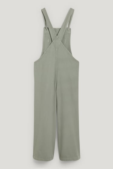 Clockhouse femme - CLOCKHOUSE- pantalon salopette - wide leg - vert clair