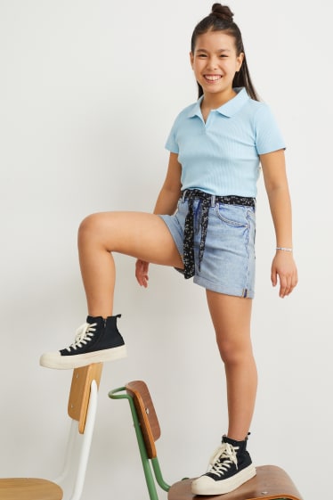 Kids Girls - Korte spijkerbroek - jeanslichtblauw