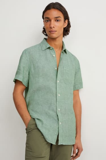 Men - Linen shirt - regular fit - Kent - dark green