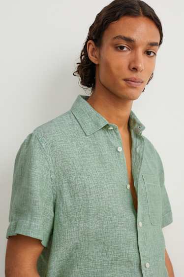 Men - Linen shirt - regular fit - Kent - dark green