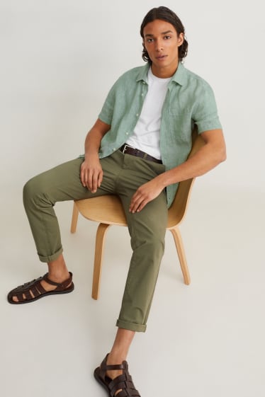 Men - Linen shirt - regular fit - Kent - dark green