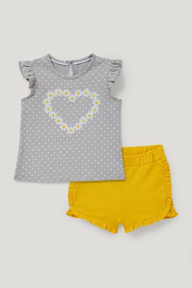 Bébé filles - Ensemble pour bébé - 2 pièces - gris / jaune