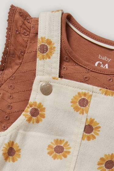 Baby Girls - Completo per neonate - 2 pezzi - a fiori - bianco crema