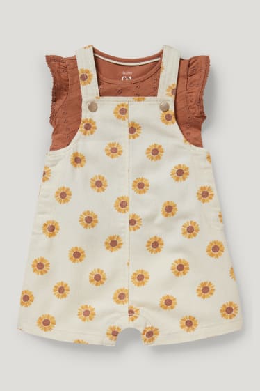 Baby Girls - Completo per neonate - 2 pezzi - a fiori - bianco crema