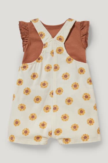 Baby Girls - Completo per neonate - 2 pezzi - a fiori - bianco crema