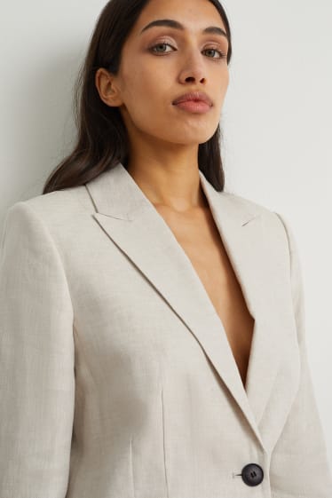 Femmes - Blazer de bureau en lin - regular fit - beige clair