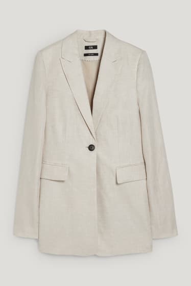 Femmes - Blazer de bureau en lin - regular fit - beige clair