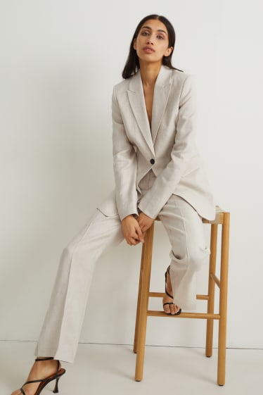 Femmes - Blazer de bureau en lin - regular fit - beige clair