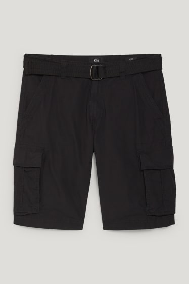 Clockhouse Boys - Shorts cargo con cintura - nero