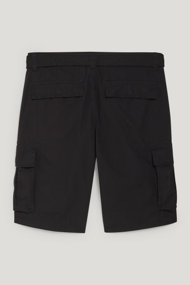 Clockhouse Boys - Shorts cargo con cintura - nero
