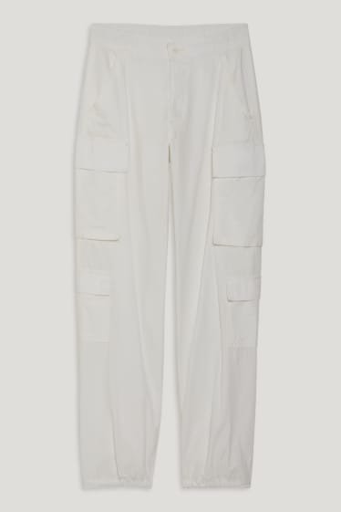 Clockhouse femme - CLOCKHOUSE - pantalon cargo - mid waist - relaxed fit - blanc