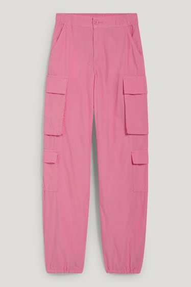 Clockhouse Girls - CLOCKHOUSE - pantaloni cargo - talie medie - relaxed fit - roz