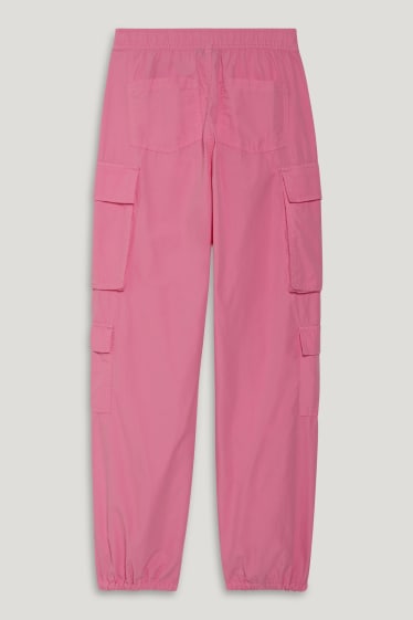 Clockhouse Girls - CLOCKHOUSE - pantaloni cargo - talie medie - relaxed fit - roz