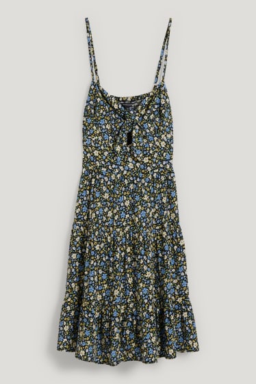 Clockhouse femme - CLOCKHOUSE - robe fit & flare - motif floral - noir