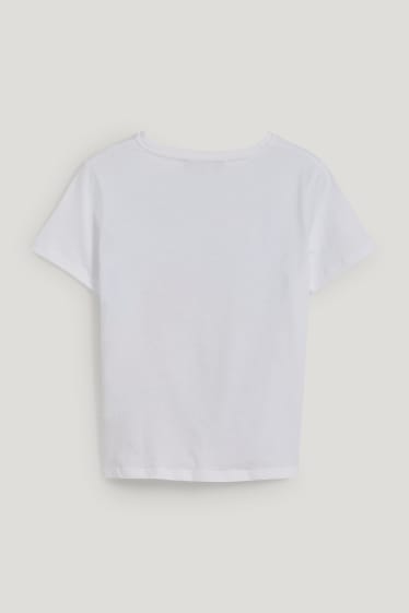 Niñas - Camiseta de manga corta con detalle de nudo - blanco