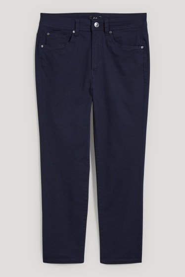 Dámské - Plátěné kalhoty - mid waist - skinny fit - tmavomodrá