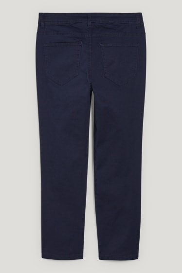 Dámské - Plátěné kalhoty - mid waist - skinny fit - tmavomodrá