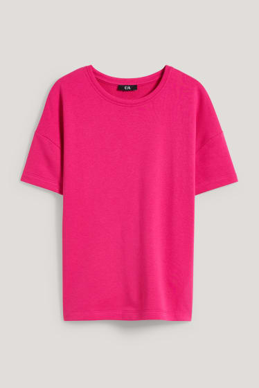 Dames - Basic-T-shirt - fuchsiarood