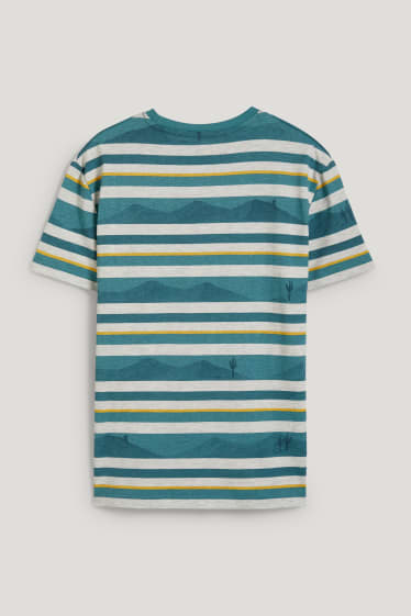Kids Boys - Kurzarmshirt - gestreift - hellgrau-melange
