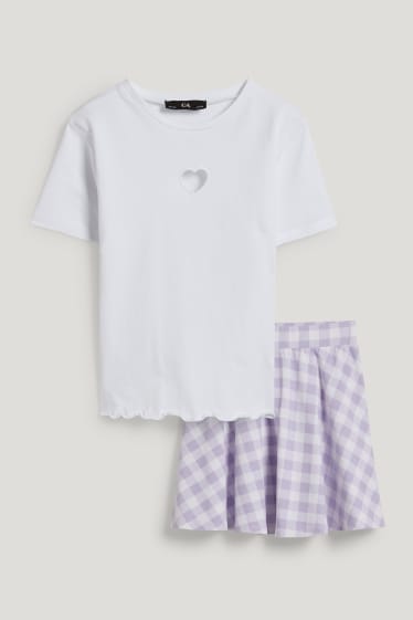 Kids Girls - Set - T-shirt en rok - 2-delig - wit
