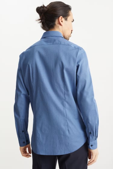 Uomo - Camicia business - slim fit - collo all'italiana - facile da stirare - fantasia - blu