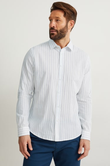Hombre - Camisa - regular fit - kent - de rayas - blanco roto