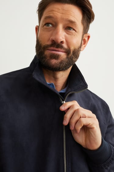Hommes - Blouson - similisuède - bleu foncé